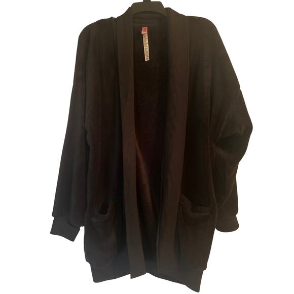 EUC HUE Cardigan Sweater Open Front Pockets Very Soft Plush Size S/M - Picture 1 of 5